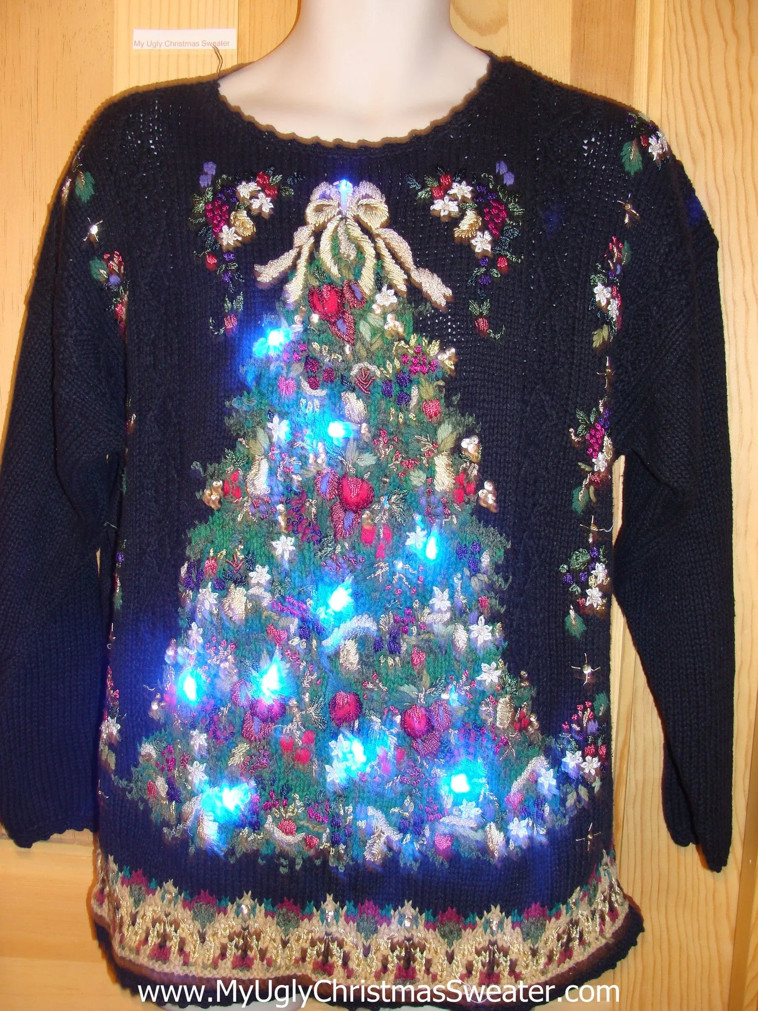 80s Style Horrible Light Up Ugly Christmas Sweater
