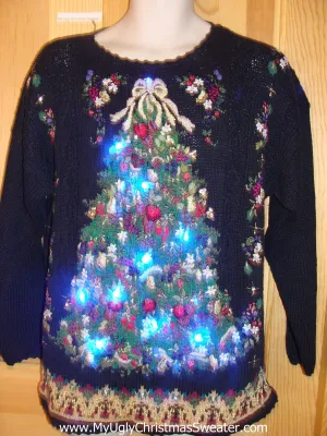 80s Style Horrible Light Up Ugly Christmas Sweater