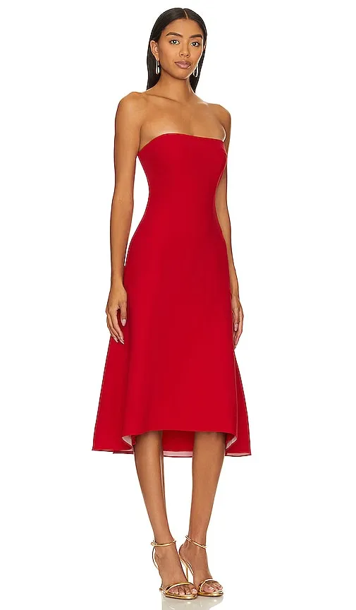 Amanda Uprichard Basia Midi Dress in Red
