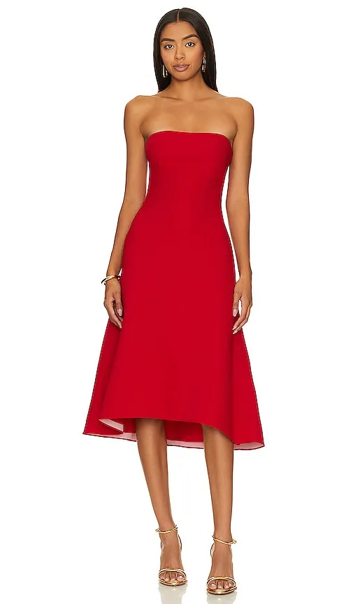 Amanda Uprichard Basia Midi Dress in Red