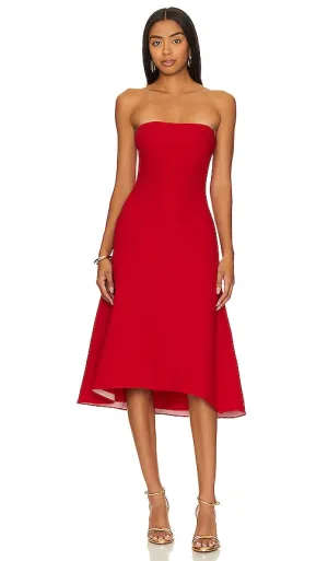 Amanda Uprichard Basia Midi Dress in Red