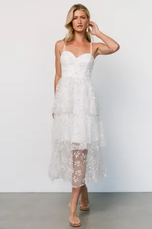 Anavi Tiered Midi Dress | White   Gold