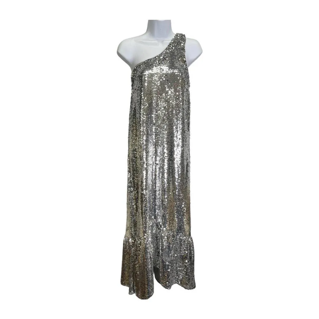 Anthropologie Maeve Sequin One Shoulder Midi Dress Size XS New