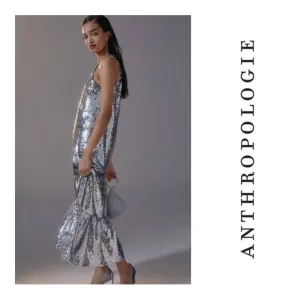 Anthropologie Maeve Sequin One Shoulder Midi Dress Size XS New