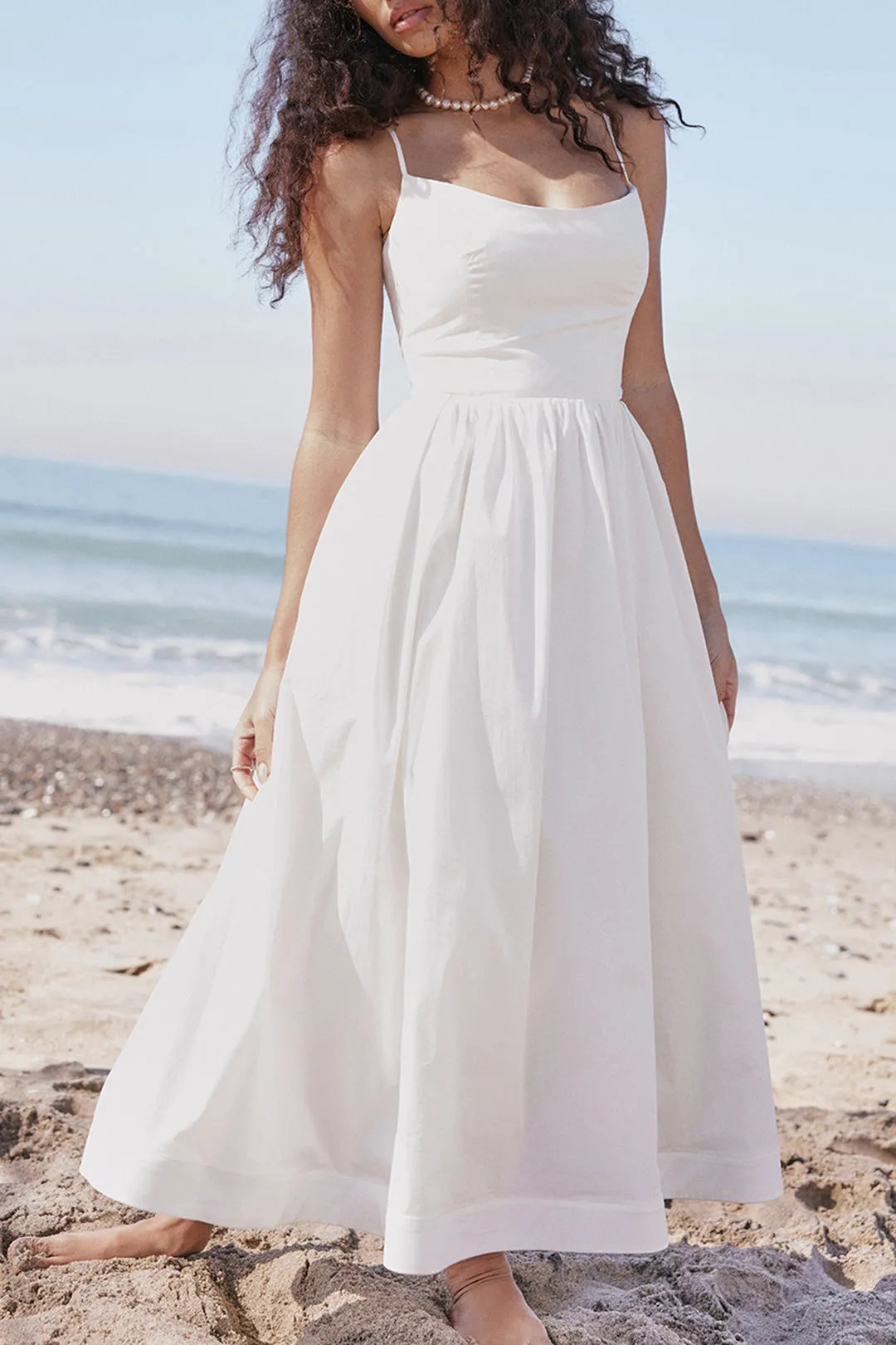 Basic Solid Slip Midi Dress