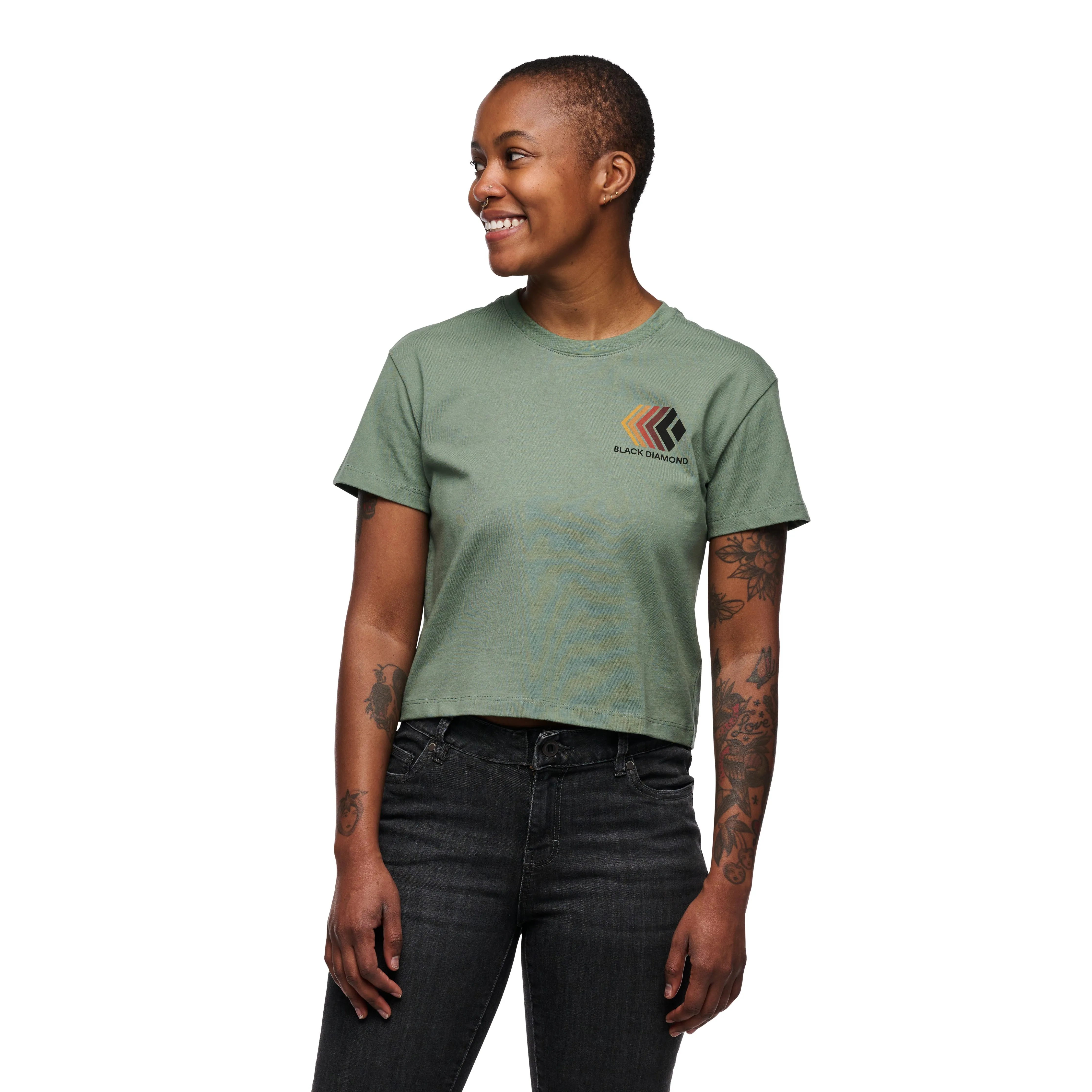 Black Diamond Women&#x27;s Faded Crop Shortsleeve Tee Laurel Green | Buy Black Diamond Women&#x27;s Faded Crop Shortsleeve Tee Laurel Green here | Outnorth