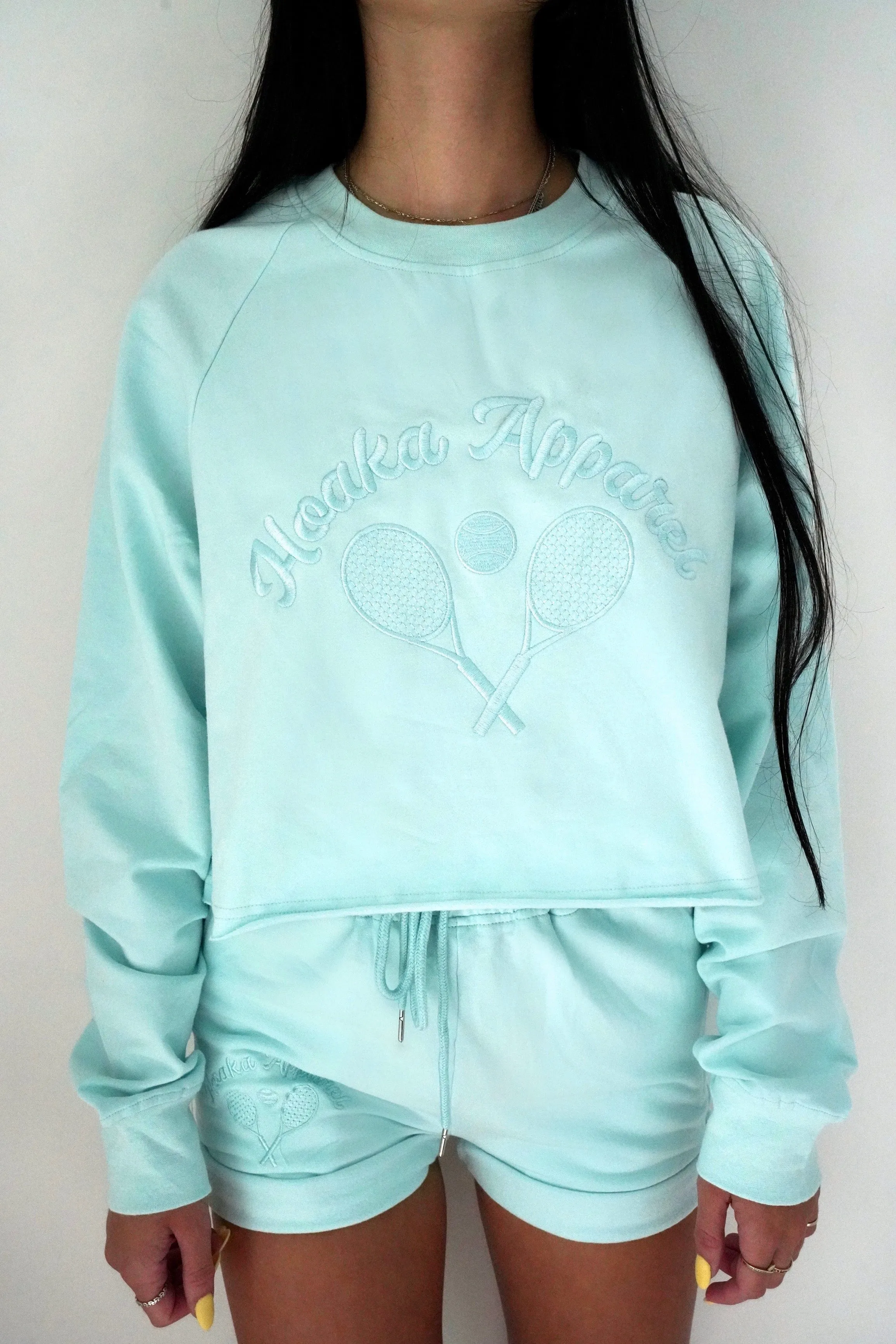 Blue Tennis Crop Top Sweatshirt - Final Sale