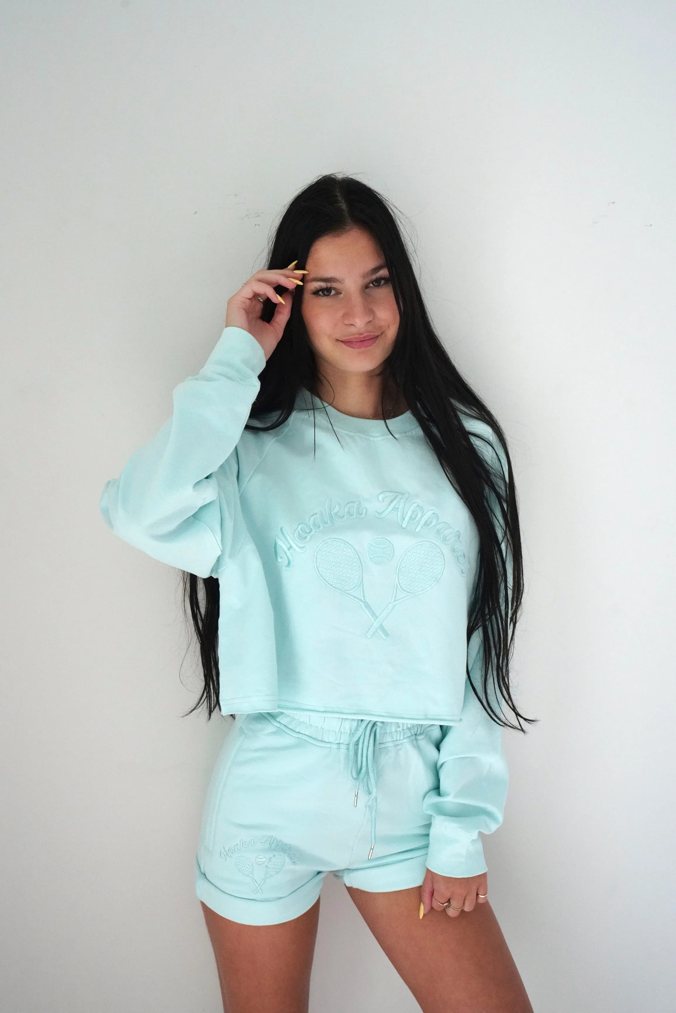 Blue Tennis Crop Top Sweatshirt - Final Sale