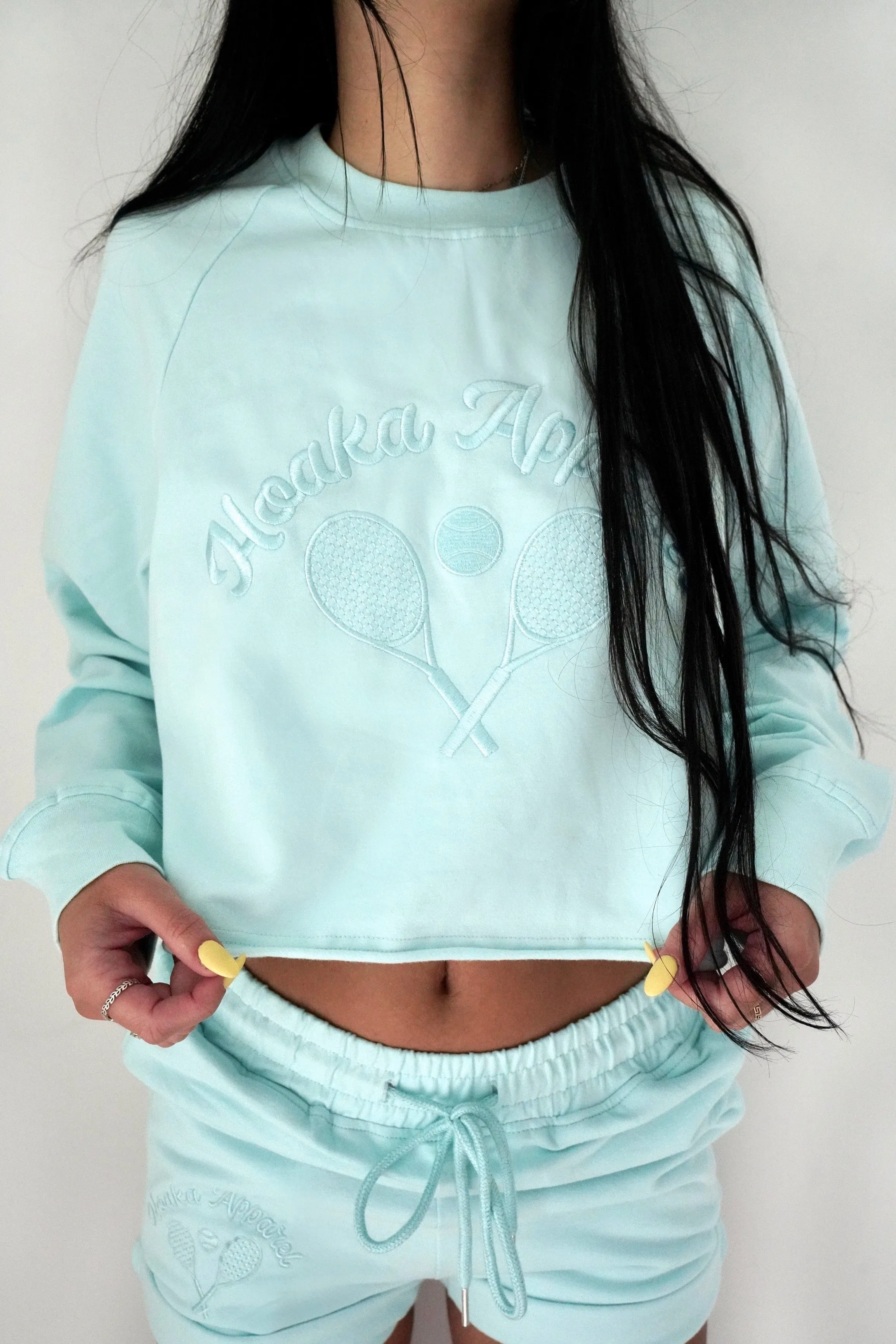 Blue Tennis Crop Top Sweatshirt - Final Sale
