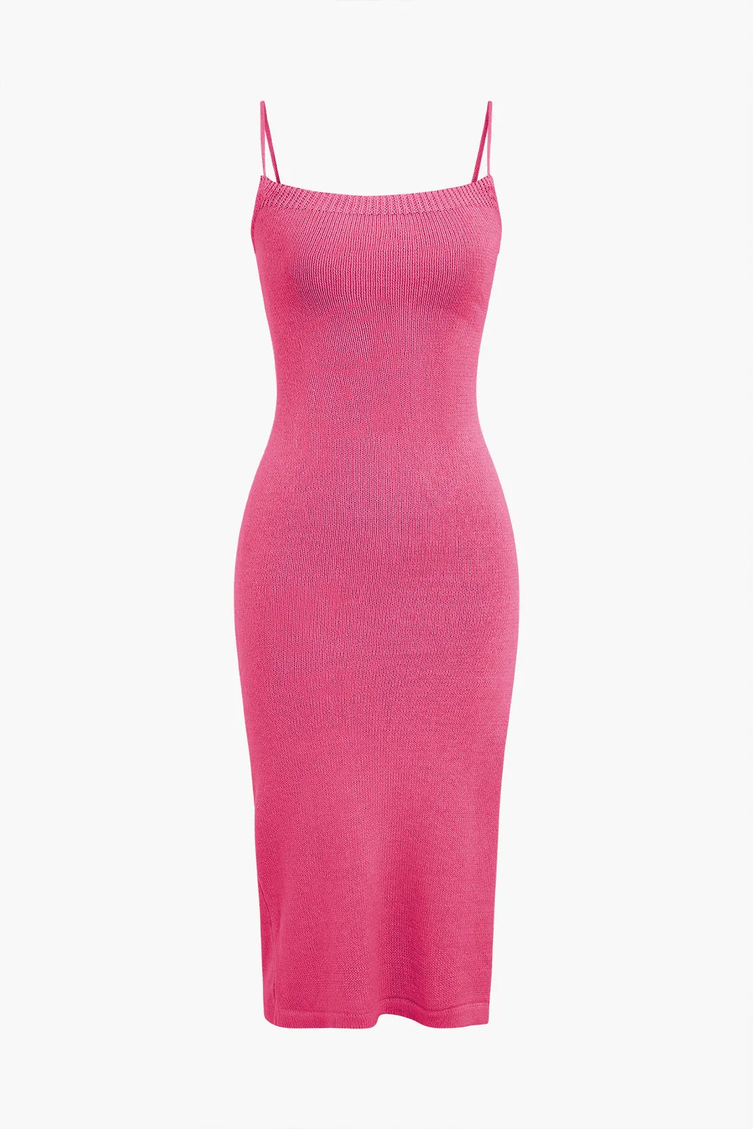 Braided Tie Slip Slit Knit Midi Dress