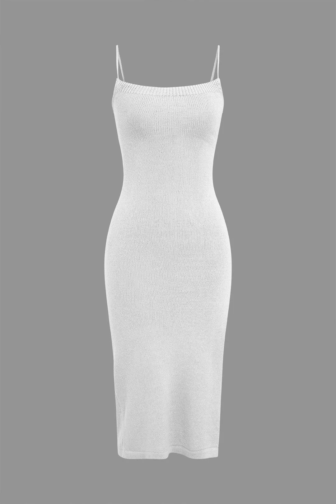 Braided Tie Slip Slit Knit Midi Dress