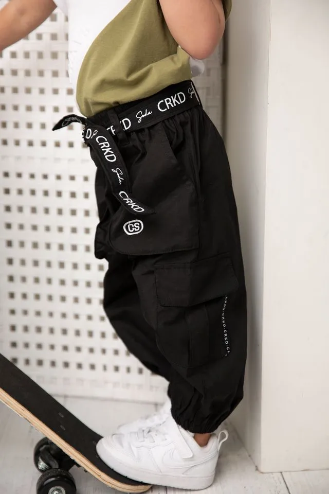 Brooklyn Casual Pants with Belt - Black