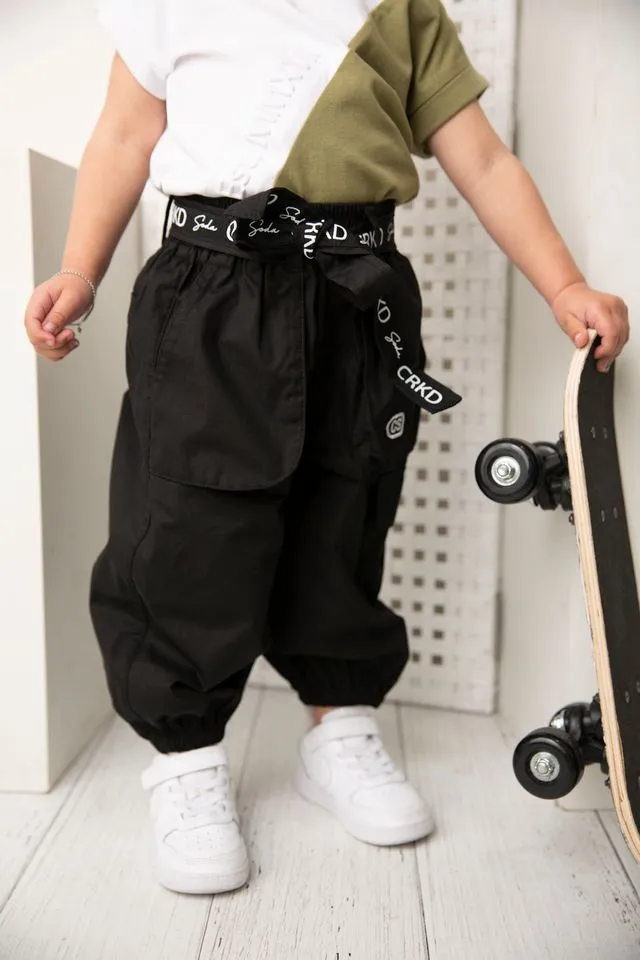 Brooklyn Casual Pants with Belt - Black
