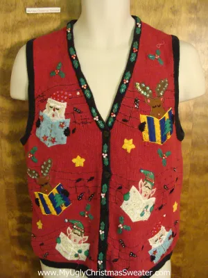 Carolling Elves Cute Xmas Sweater Vest