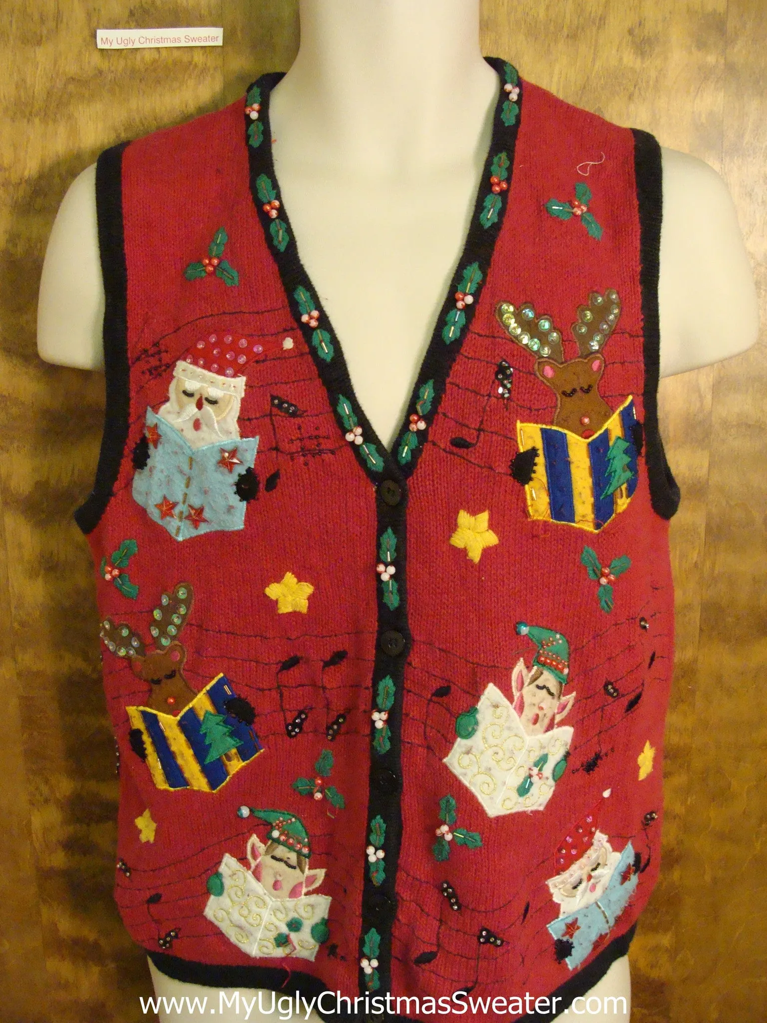 Carolling Elves Cute Xmas Sweater Vest