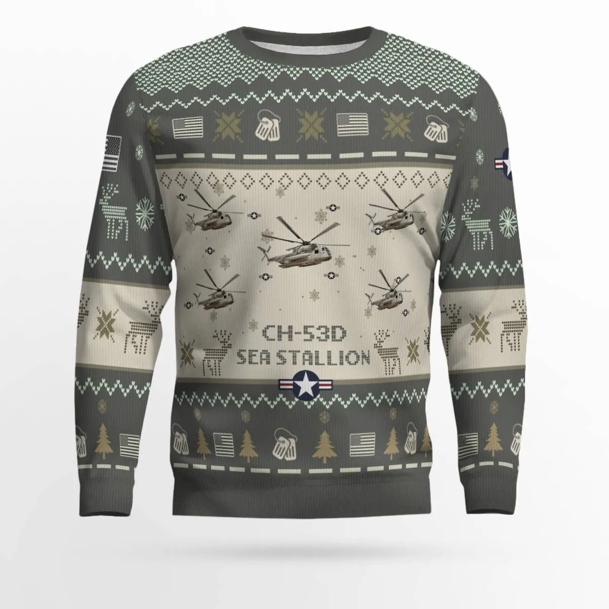CH-53D Sea Stallion CH53D USMC Aircraft Ugly Sweater, Ugly Sweater Christmas Shirt for Men Dad Veteran