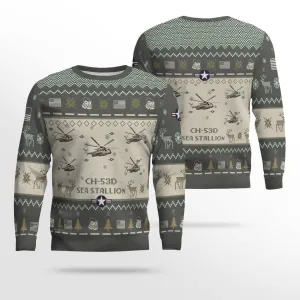 CH-53D Sea Stallion CH53D USMC Aircraft Ugly Sweater, Ugly Sweater Christmas Shirt for Men Dad Veteran