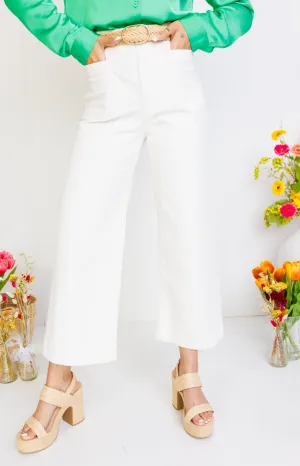 Champagne Corduroy Wide Leg Pants, WHITE