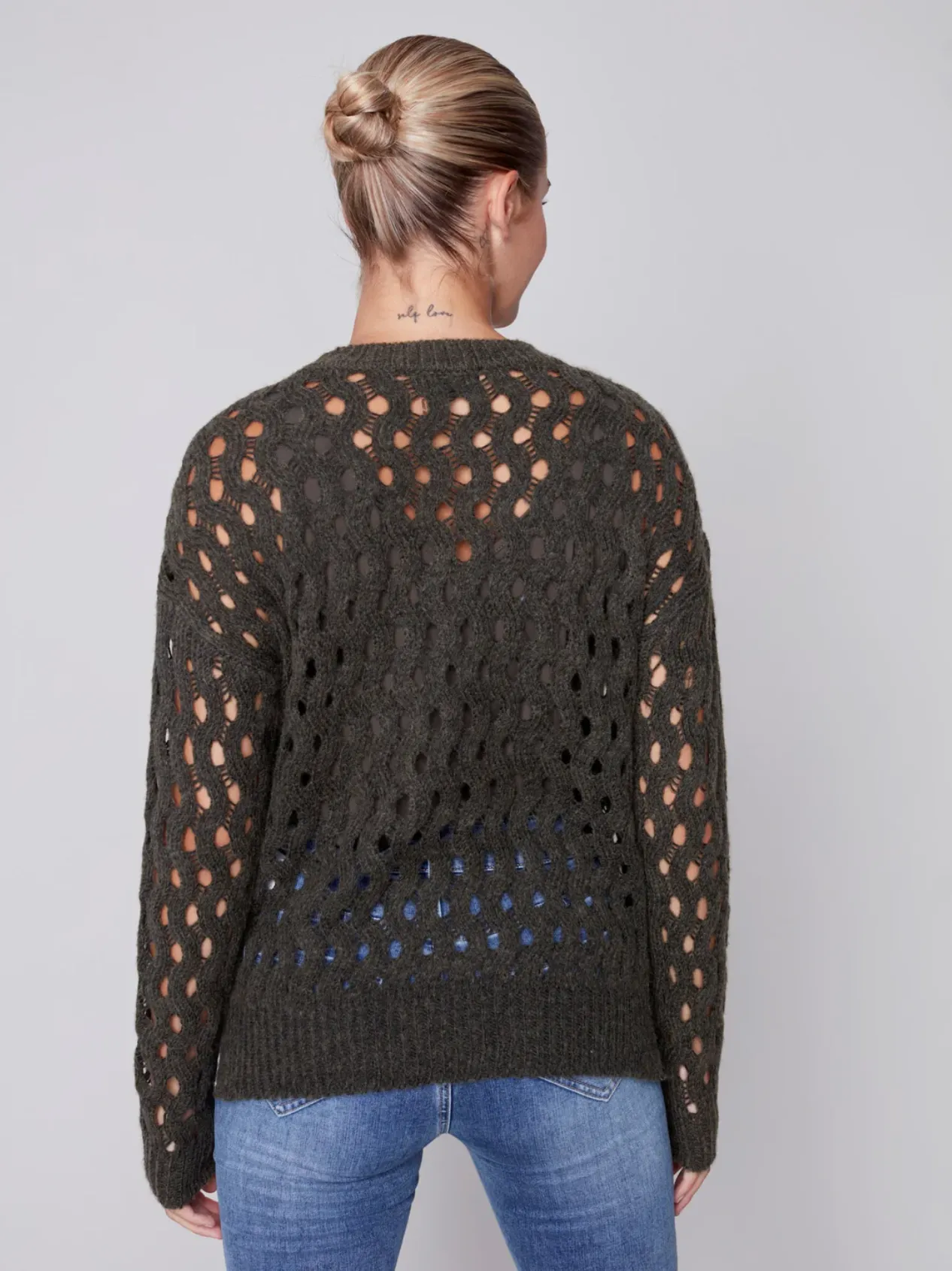 Charlie B - Crew-Neck Cable Knit Sweater - Spruce