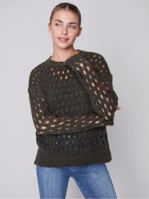 Charlie B - Crew-Neck Cable Knit Sweater - Spruce