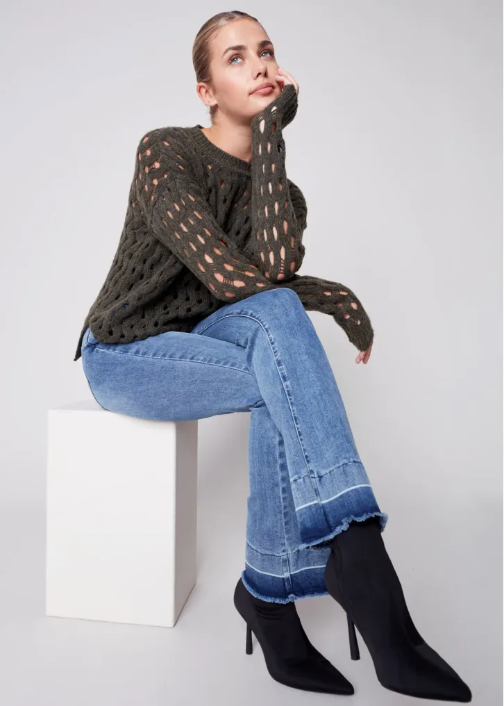 Charlie B - Crew-Neck Cable Knit Sweater - Spruce