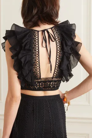 CHARO RUIZ Nico Cropped Ruffled Top