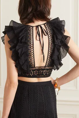 CHARO RUIZ Nico Cropped Ruffled Top