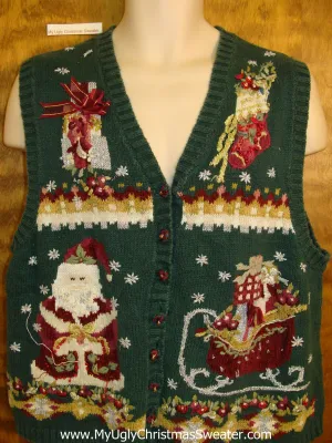 Cheesy Green 80s Christmas Sweater Vest