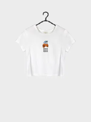 Cherry Bomb Baby Tee - Vintage White