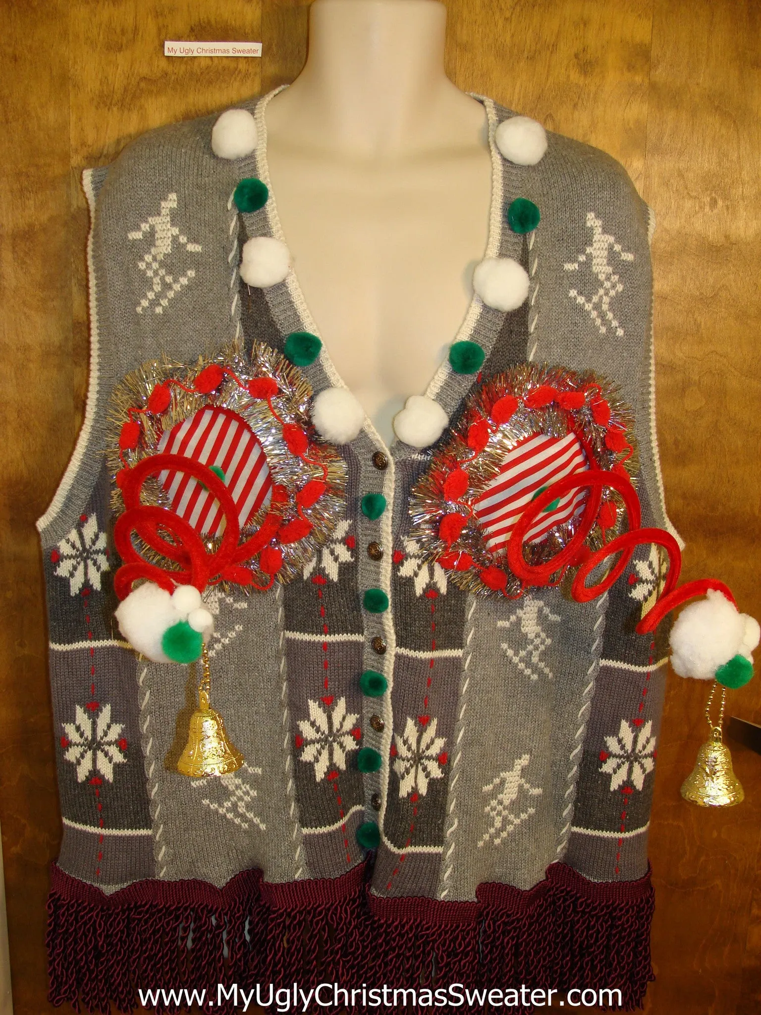 Crazy Ski and Snowflakes Naughty Ugly Christmas Sweater Vest