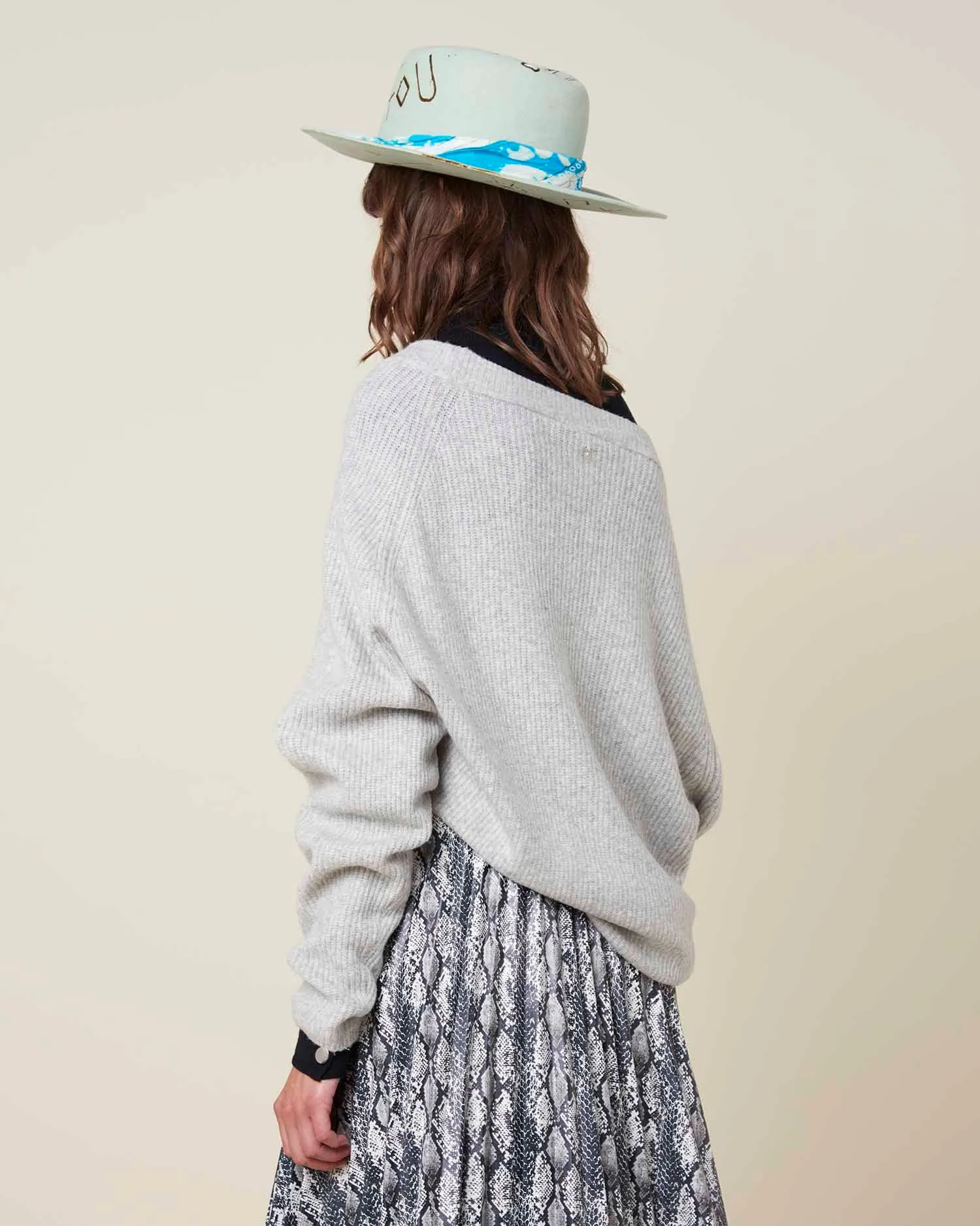 Crop puff sleeves sweater