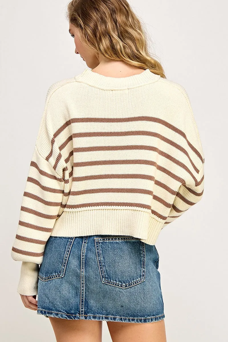 Crop Stripe Pullover Sweater