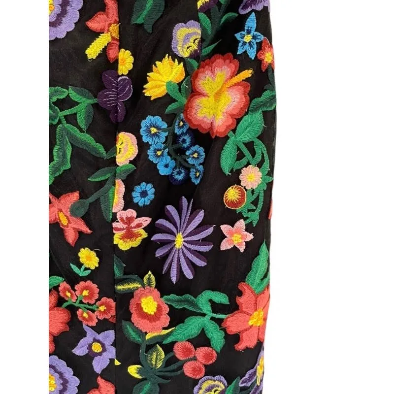 Dress The Population Embroided Cut Out Puff Sleeve Midi Dress Small New