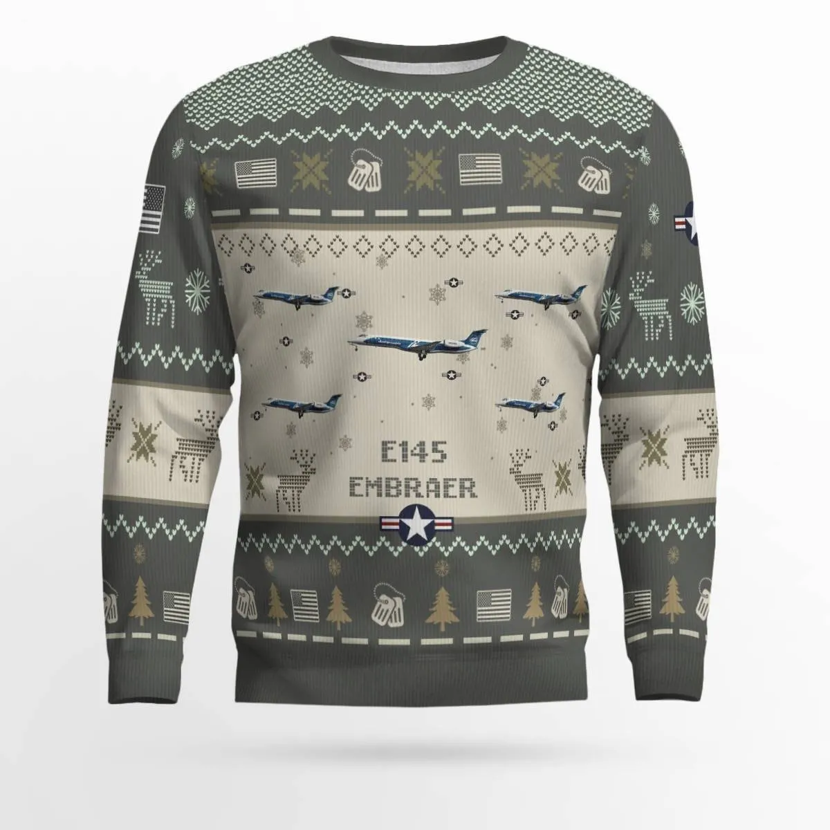 Embraer E145 Aircraft Ugly Sweater, Ugly Sweater Christmas Shirt for Men Dad Veteran
