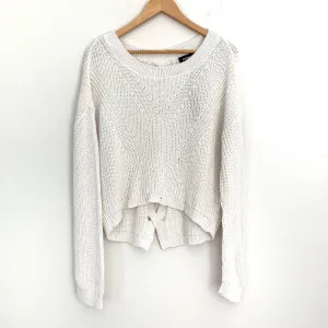 Express White Knit Crop Style Sweater with Open Back Detail NWT- Size S