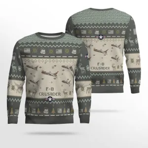 F-8 Crusader F8_Aircraft Ugly Sweater, Ugly Sweater Christmas Shirt for Men Dad Veteran