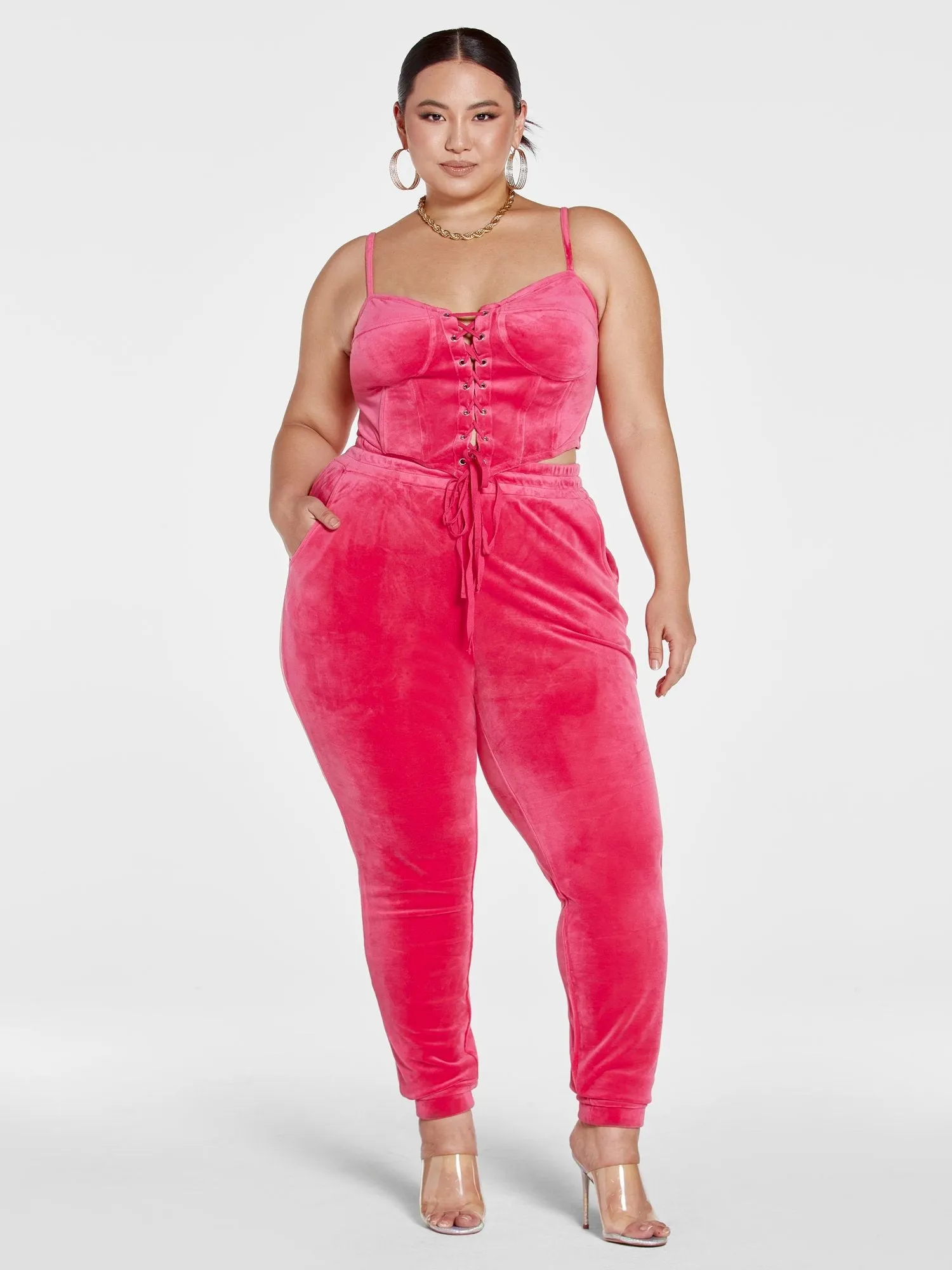 Fashion To Figure - Rowan Velour Lace-Up Corset Top