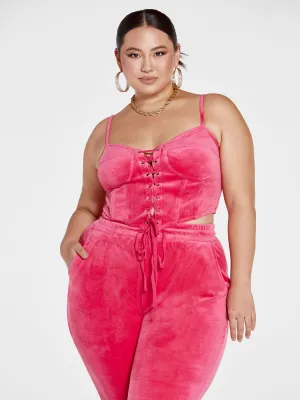 Fashion To Figure - Rowan Velour Lace-Up Corset Top