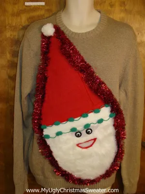 Furry Faced Santa Tacky Christmas Sweater