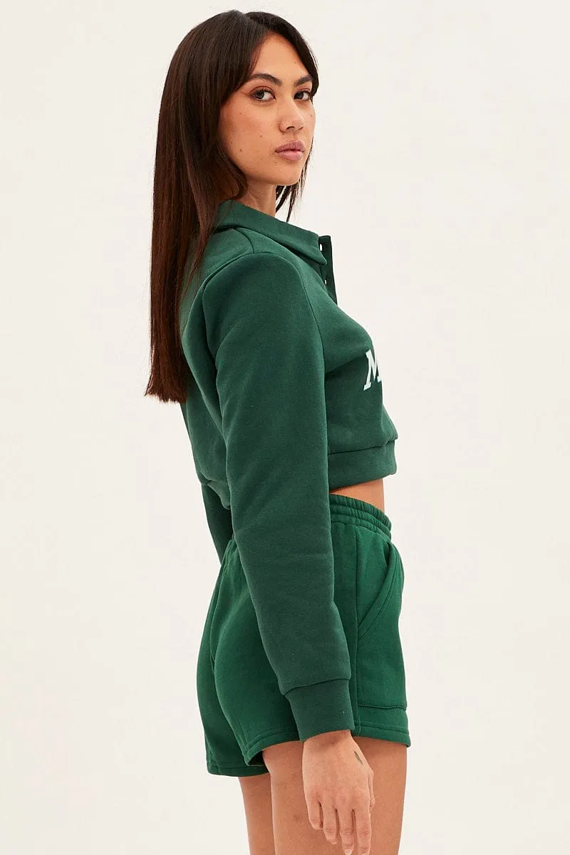 Green Collared Crop Sweater