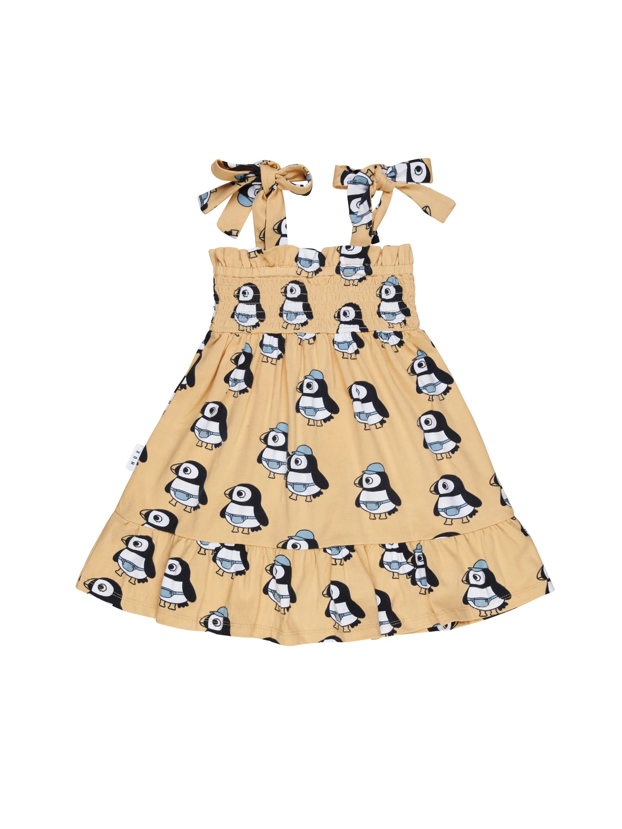 Huxbaby Puffin Shirred Bodice Dress - Golden
