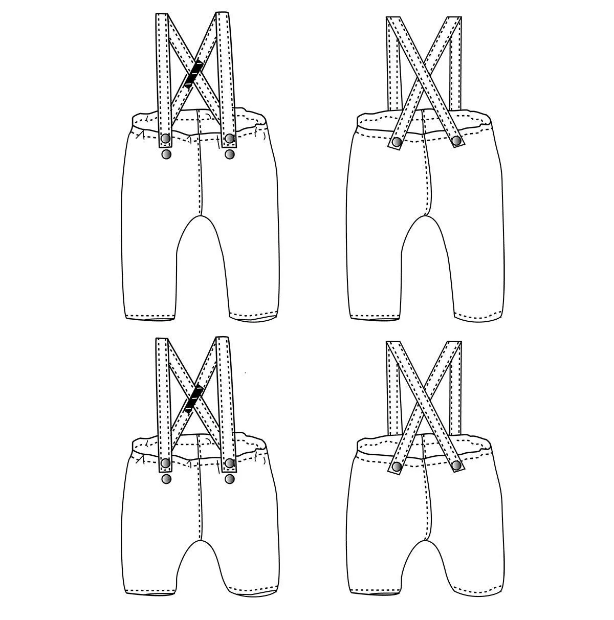 Ikatee - BRIGHTON pants/shorty with suspenders - Baby 6M/4Y- Paper Sewing Pattern