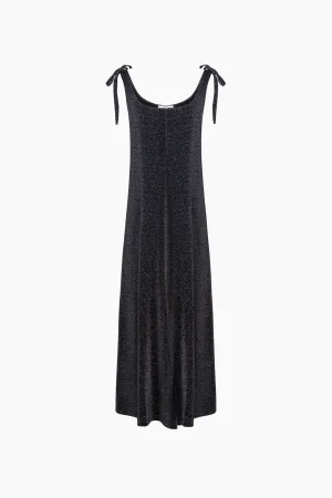 Kylie Lurex Slip Dress in Black