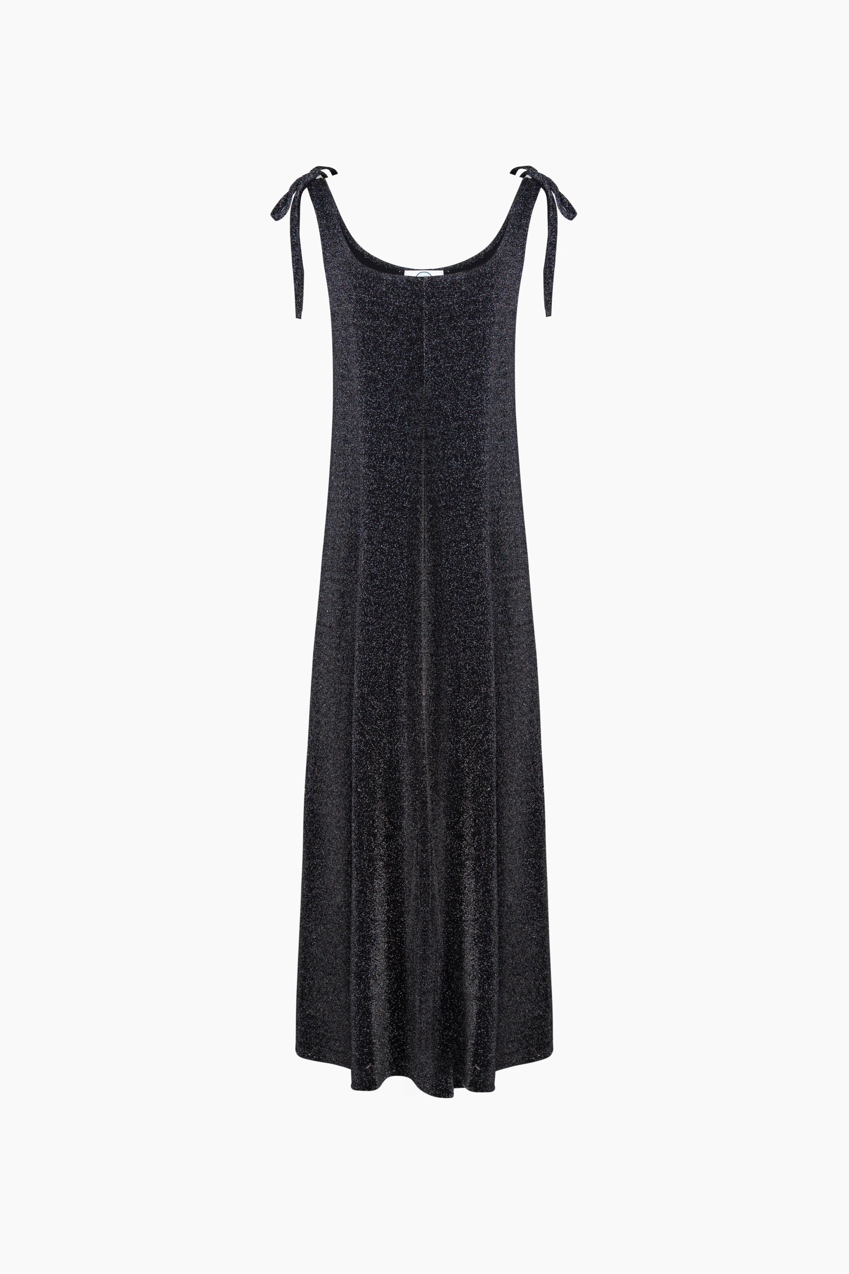 Kylie Lurex Slip Dress in Black