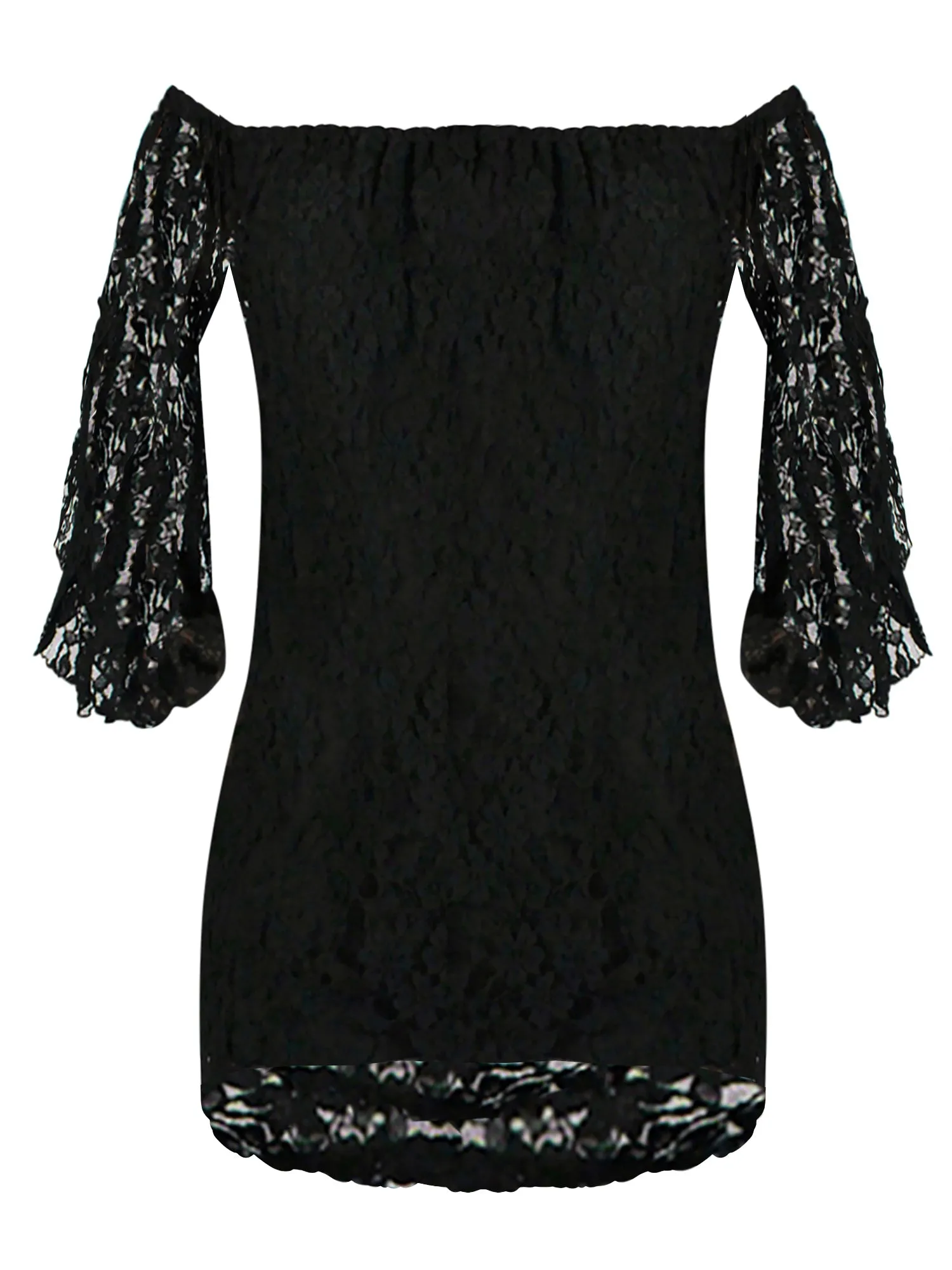 Lace Off The Shoulder Dress With Bell Sleeves