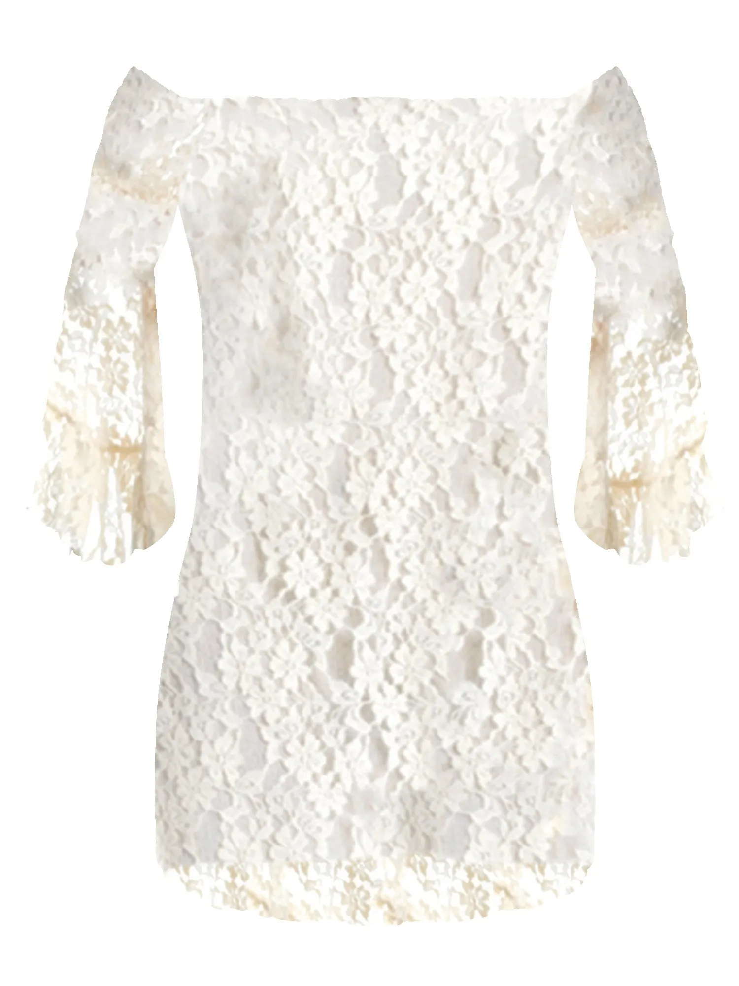 Lace Off The Shoulder Dress With Bell Sleeves