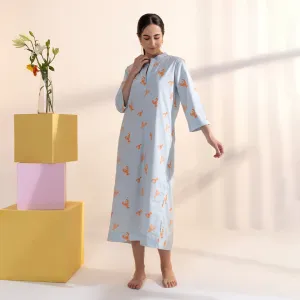 Lobster Cotton Midi Kaftan Dress