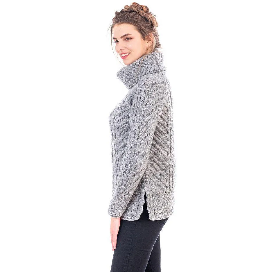 Merino Wood Ladies Cowl Neck Sweater Made in Ireland