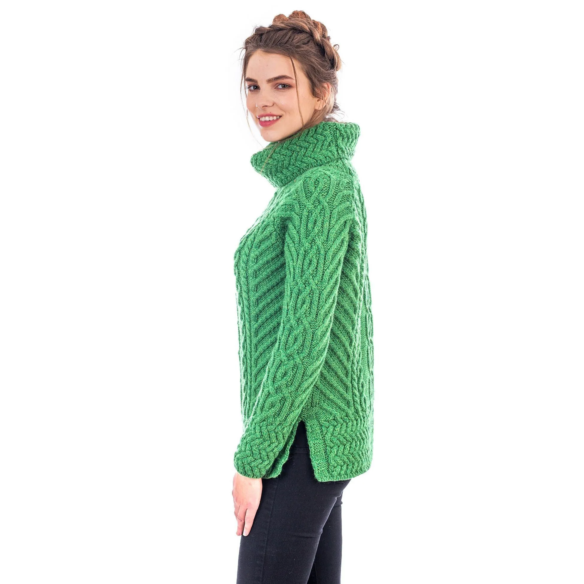 Merino Wood Ladies Cowl Neck Sweater Made in Ireland