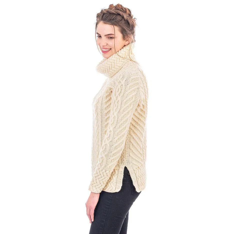 Merino Wood Ladies Cowl Neck Sweater Made in Ireland